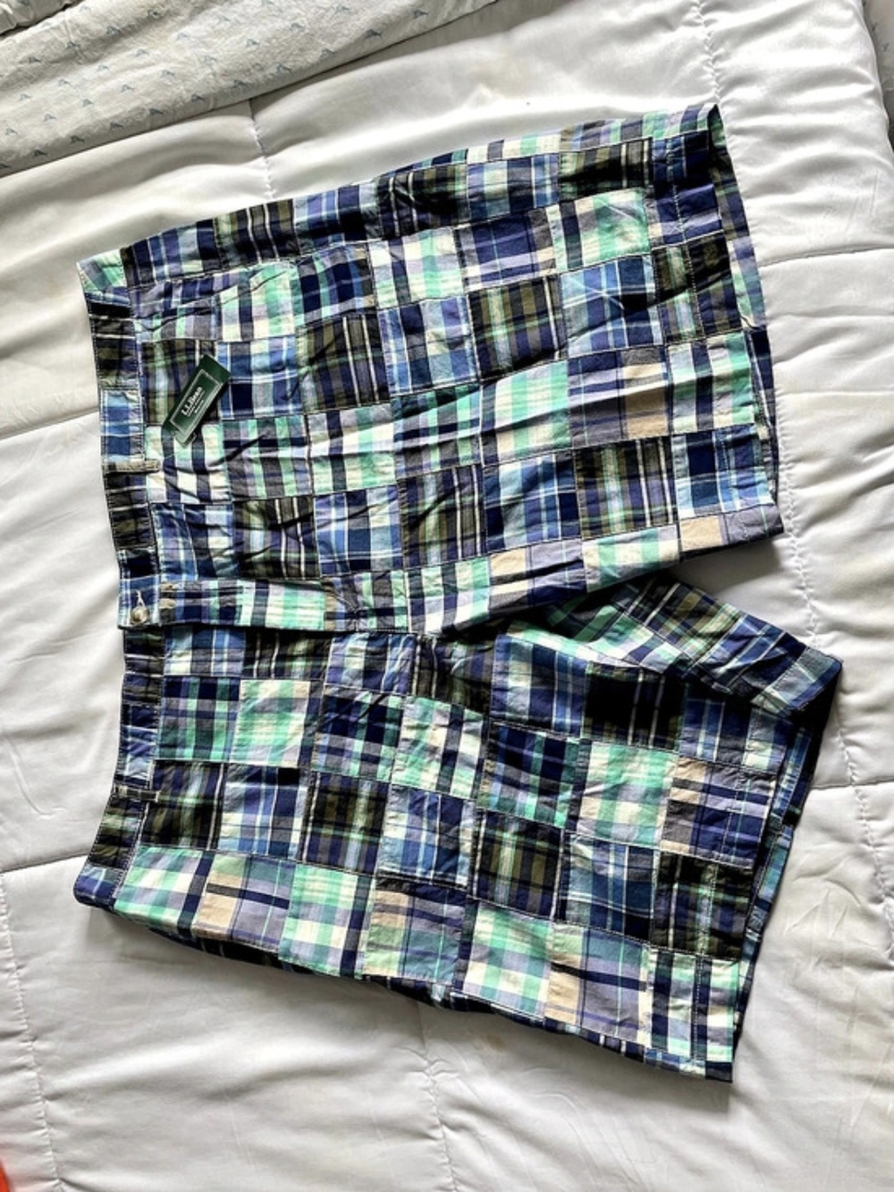 L.L.Bean Favorite Fit Plaid Cotton Shorts Waist 24 NWT